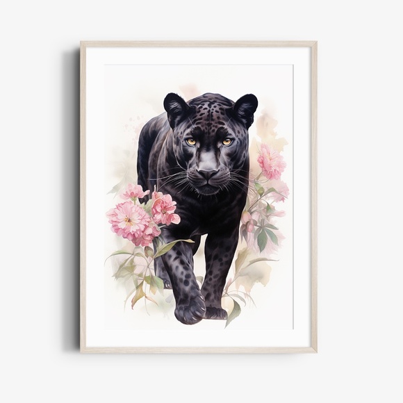 Watercolor Black Jaguar Wall Art Print Unframed - Majestic Jungle Elegance - Picture 6 of 6